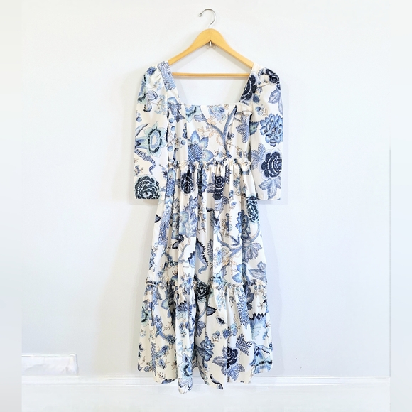SundayUp Jacobean Floral Cotton Midi Dress - Small - Picture 4 of 11